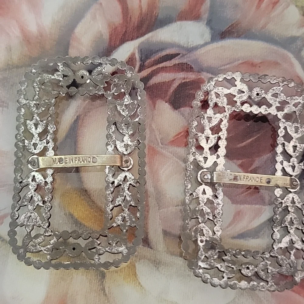 MADE IN FRANCE SILVERTONE SHOE  CLIPS BUCKLES. - Picture 3 of 5